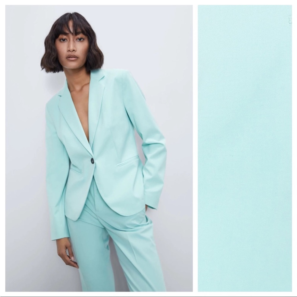 Zara Sea Green Basic Blazer
